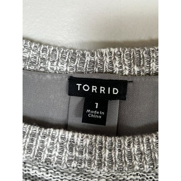 Torrid Sweater Women 14 Gray Pullover Cold Shoulder Neutral Minimalist Festive - Picture 2 of 13